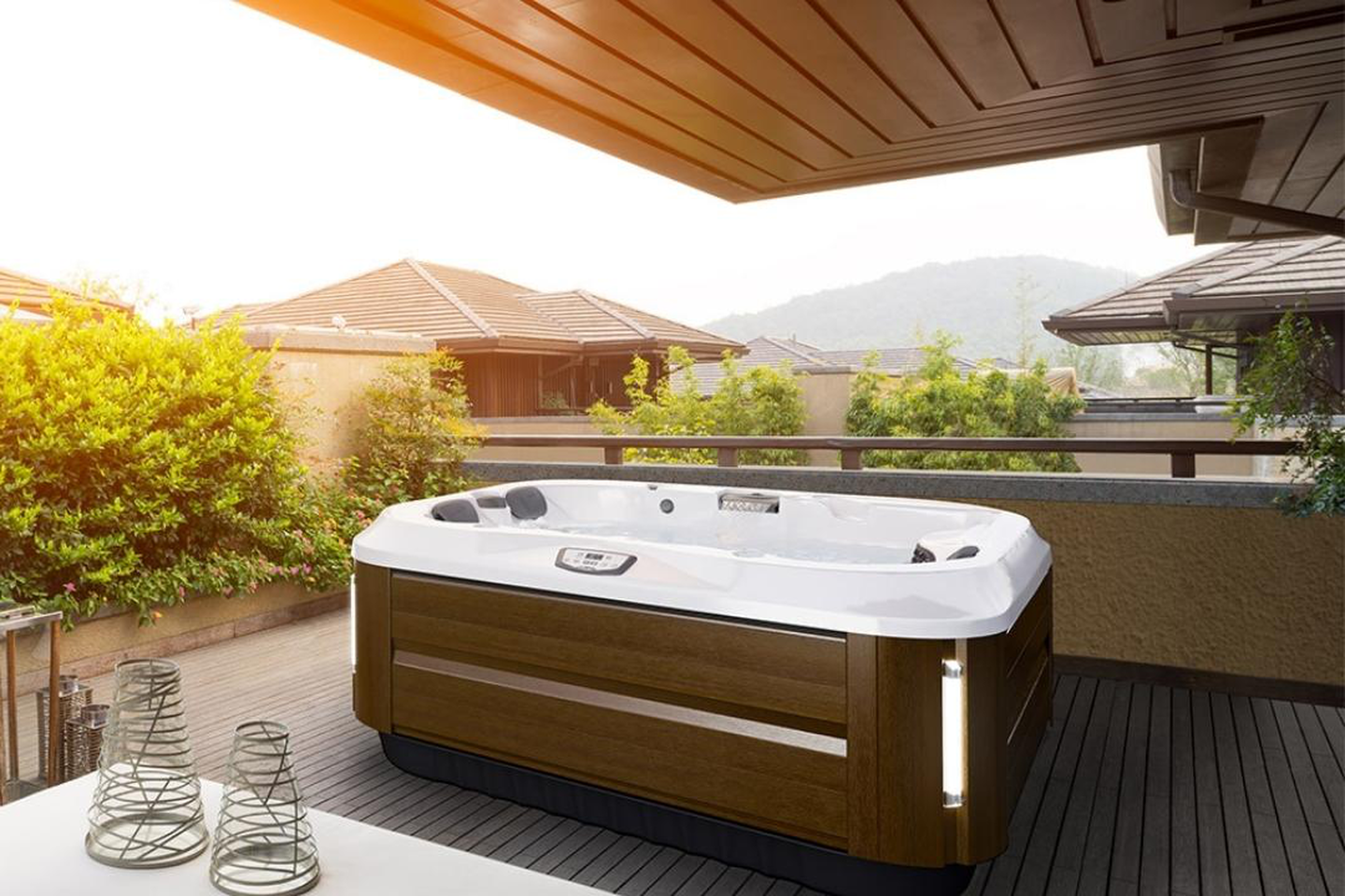 Jacuzzi hot tub with sunset